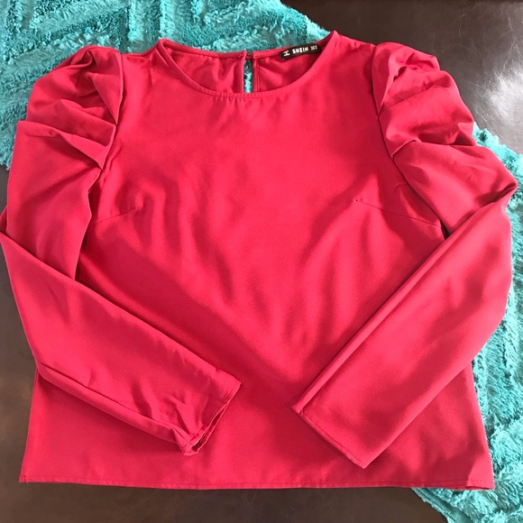 SHEIN Burgundy Puff Sleeve Blouse - Picture 4 of 8